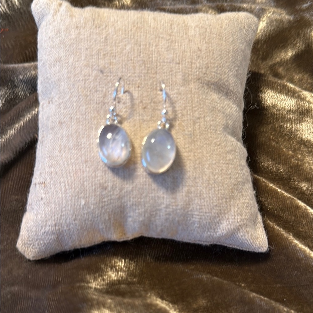 Elegant clear Quartz Sterling Silver Drop Earrings